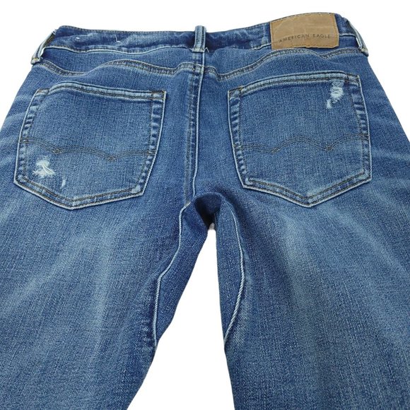 American Eagle Airflex + Jeans Move Free Slim Stretch Mens 29x32 Distressed Blue - Picture 7 of 12